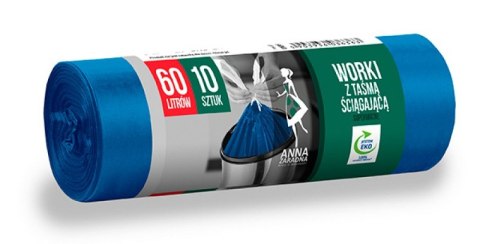 Worki na śmieci 60l supermocne z taśmą (10szt.) niebieskie ANNA ZARADNA 36363