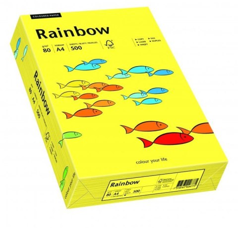 Papier xero kolorowy A4 80g 500 ark. RAINBOW R14 słoneczno żółty 88042319