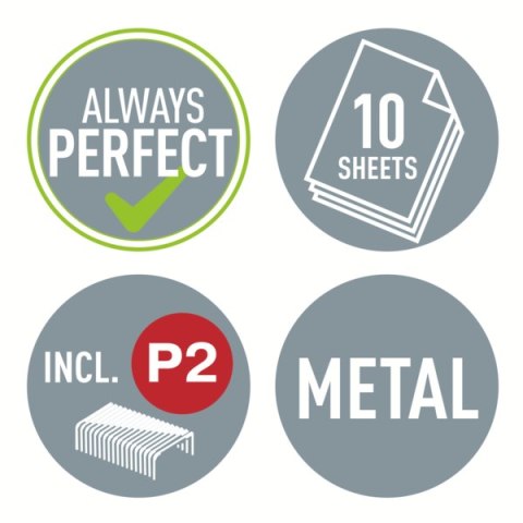 Zszywacz Mini metalowy Leitz WOW, czarny, 10 lat gwarancji, 10 kartek 55281095 .