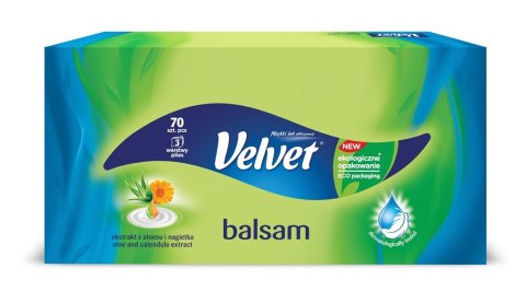 Chusteczki VELVET BALSAM ALOESU I NAGIETEK (70sztuk) 3 warstwy