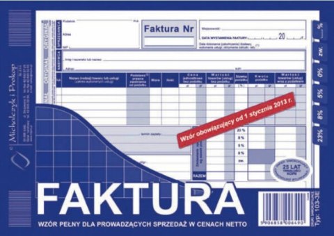 Faktura VAT netto (pełna) A5, 80 kartek (1+2) 10-103-3E DOTTS