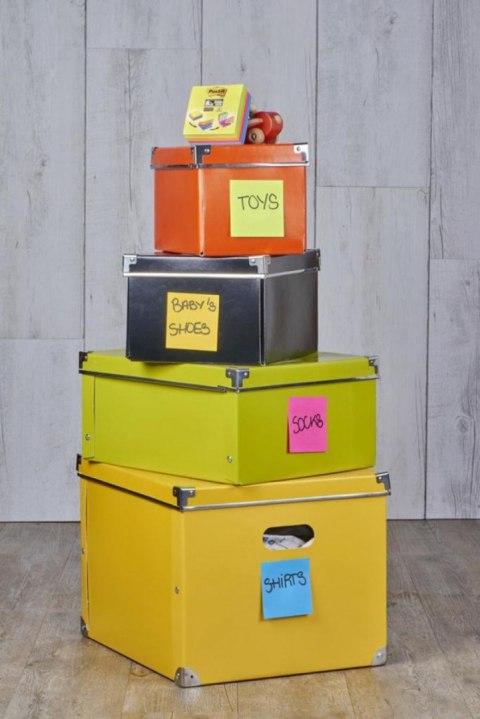 Multi kostka samoprzylepna POST-IT Super Sticky (2014-SC-BYFG),76x76mm, 4x75 kart., mix kolorów