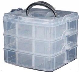 Organizer pojemnik 18 przegródek 3 warstwy 15x15x12,5cm P2007623 na śrubki / koraliki