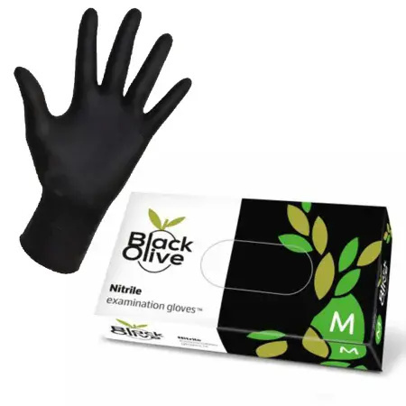 Rękawiczki nitrylowe Black Olive op. 100 szt. - czarne