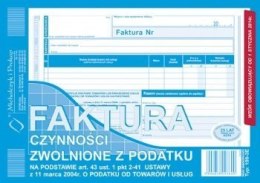 Faktura czynności zwolnione z podatku A5, 80 kartek (1+1), 10-198-3E DOTTS