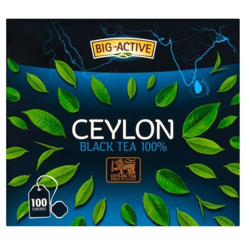 Herbata BIG-ACTIVE PURE CEYLON, 100 torebek x1,5g z zawieszką czarna