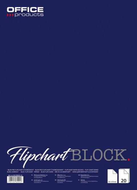 Blok do flipchartów OFFICE PRODUCTS, kratka, 58,5x81cm, 20 kart., biały