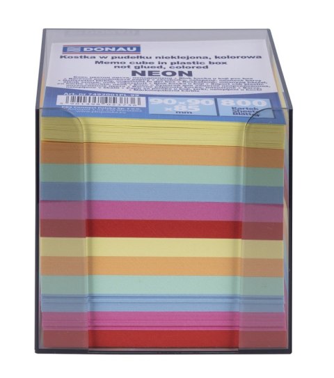 Kostka DONAU nieklejona, w pudełku, 95x95x95mm, ok. 800 kart., neon, mix kolorów