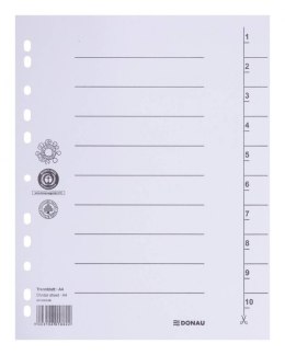 Przekładka DONAU, karton, A4, 235x300mm, 1-10, 1 karta, biała