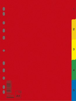Przekładki DONAU, PP, A4, 230x297mm, 1-5, 5 kart, mix kolorów