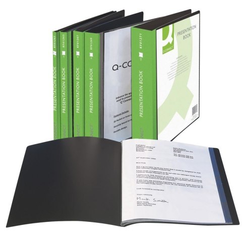 Teczka ofertowa Q-CONNECT z kieszenią opisową, PP, A4, 650mikr., 40 koszulek, czarna