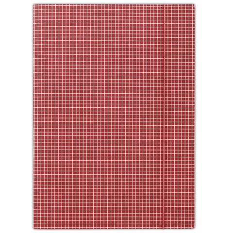Teczka z gumką DONAU, karton, A4, 400gsm, 3-skrz., czerwona w kratę