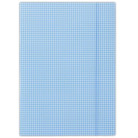 Teczka z gumką DONAU, karton, A4, 400gsm, 3-skrz., niebieska w kratę