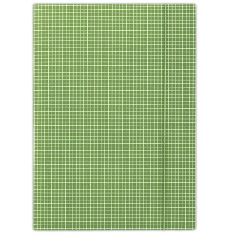 Teczka z gumką DONAU, karton, A4, 400gsm, 3-skrz., zielona w kratę