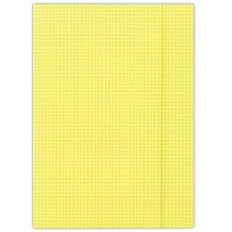 Teczka z gumką DONAU, karton, A4, 400gsm, 3-skrz., żółta w kratę