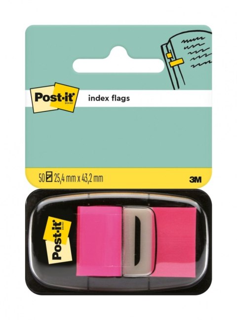 Zakładki indeksujące POST-IT® (680-21), PP, 25,4x43,2mm, 50 kart., jaskraworóżowe