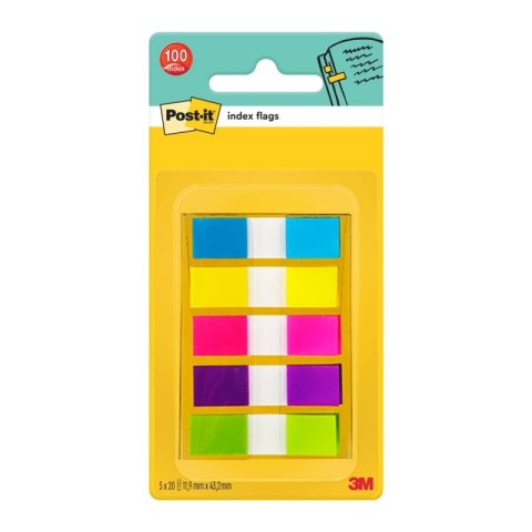Zakładki indeksujące POST-IT® (683-5CB), PP, 11,9x43,1mm, 5x20 kart., mix kolorów