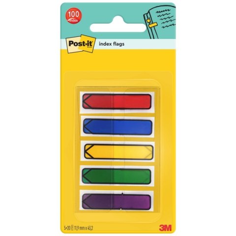 Zakładki indeksujące POST-IT® (684-ARR1), PP, 11,9x43,2mm, strzałka, 5x20 kart., mix kolorów