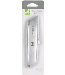 Nóż tapicerski Q-CONNECT, metalowy, z blokadą, szary