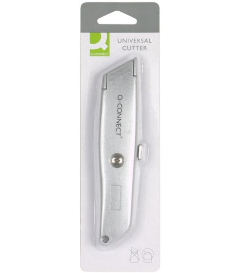 Nóż tapicerski Q-CONNECT, metalowy, z blokadą, szary