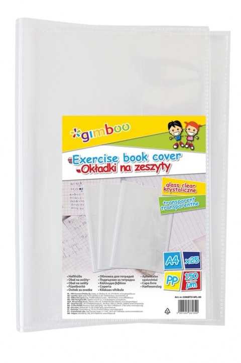 Okładka na zeszyt GIMBOO, krystaliczna, A4, 150mikr., transparentna