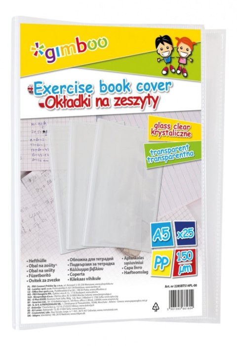 Okładka na zeszyt GIMBOO, krystaliczna, A5, 150mikr., transparentna