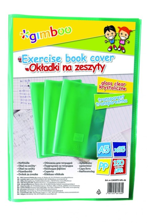 Okładka na zeszyt GIMBOO, krystaliczna, A5, 150mikr., zielona