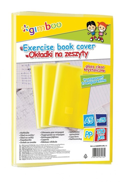 Okładka na zeszyt GIMBOO, krystaliczna, A5, 150mikr., żółta