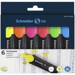Zestaw zakreślaczy SCHNEIDER Job, 1-5 mm, 6 szt., pudełko z zawieszką, mix kolorów