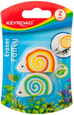 Gumka uniwersalna KEYROAD Ślimak, 2szt., blister, mix kolorów