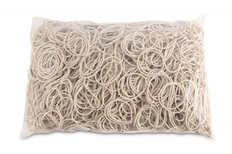 Gumki recepturki OFFICE PRODUCTS, średnica 40mm, 1,5x1,5mm, 60% kauczuku, 1000g, zgrzewka, białe