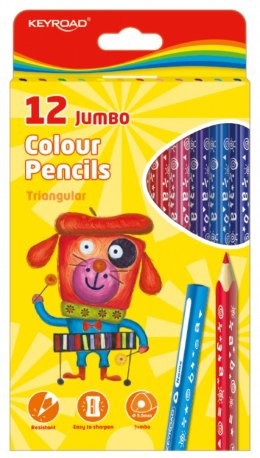 Kredki ołówkowe KEYROAD Jumbo, trójkątne, 12szt., mix kolorów