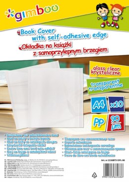 Okładka na książki GIMBOO z samoprzylepnym brzegiem, 30,5x54cm, 10szt., transparentna
