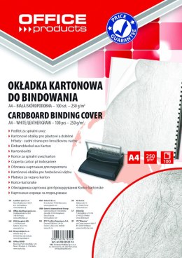Okładki do bindowania OFFICE PRODUCTS, karton, A4, 250gsm, skóropodobne, 100szt., białe