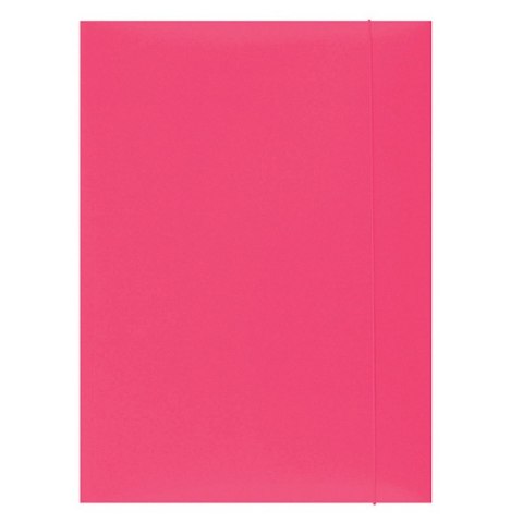 Teczka z gumką OFFICE PRODUCTS, karton, A4, 300gsm, 3-skrz., różowa