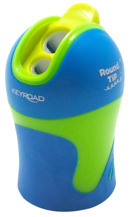 Temperówka KEYROAD Colour Special, plastikowa, podwójna, z pojemnikiem, ostrzenie zaokrąglone, pakowane na displayu, mix kolorów