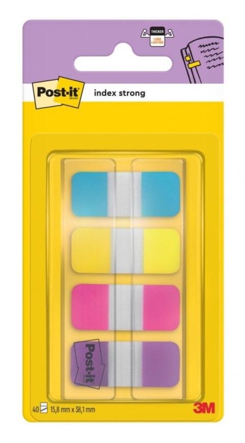 Zakładki indeksujące POST-IT® do archiwizacji (676-AYPV), PP, silne, 15,8x38,1mm, 4x10 szt., mix kolorów