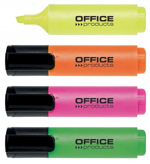 Zakreślacz fluorescencyjny OFFICE PRODUCTS, 2-5mm (linia), 4szt., mix kolorów