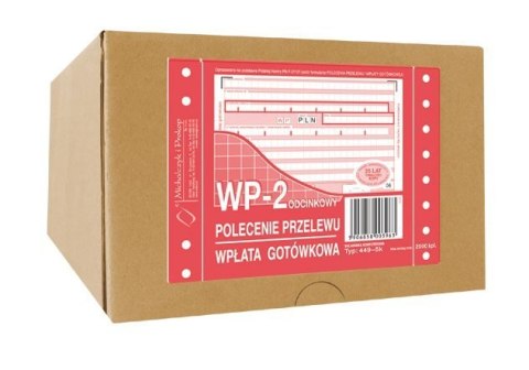 449-5K Polecenie przelewu, bank, wpłata gotówkowa, WP-2 (2-odc), A6, 2000kpl. Michalczyk i Prokop (karton)