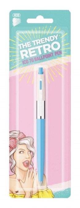 Długopis automatyczny ICO Retro 70'C, Pastel, blister, wkład niebieski, mix kolorów
