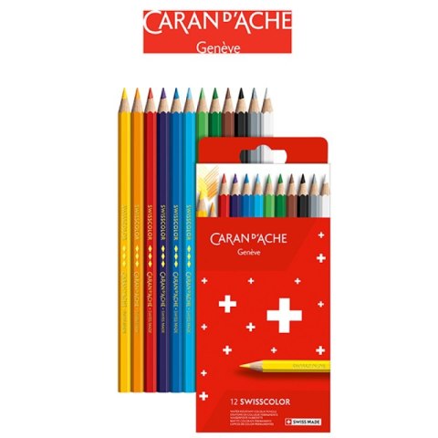 Kredki CARAN D'ACHE Swisscolor, kartonowe pudełko, 12 szt.