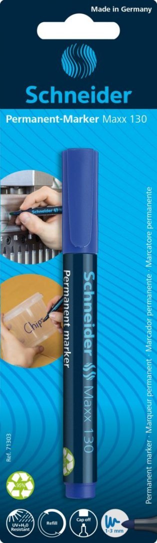 Marker permanentny SCHNEIDER Maxx 130, okrągły, 1-3mm, blister, niebieski