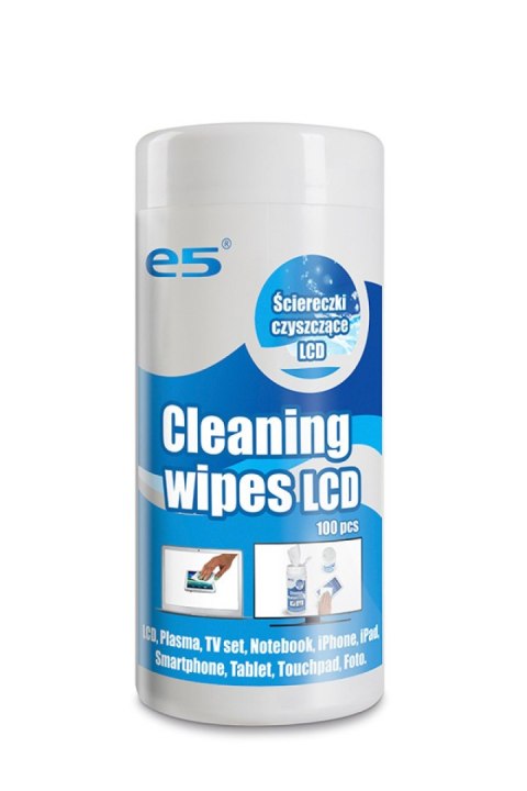 Ściereczki do czyszczenia ekranów E5, wilgotne, duża tuba, 100 szt.
