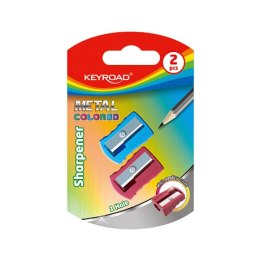 Temperówka metalowa KEYROAD Metal-Colourfull, aluminiowa, pojedyncza, 2szt., blister, mix kolorów