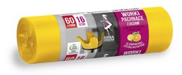 Worki na śmieci z uszami ANNA ZARADNA, zapach cytrusów, 60 l, 16 szt., żółty