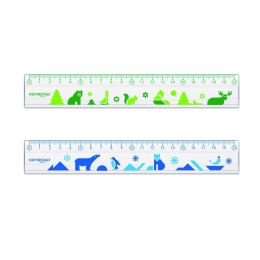 Linijka plastikowa KEYROAD, 20cm, transparentna z nadrukiem deco, zawieszka