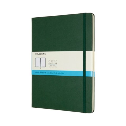 Notes MOLESKINE Classic XL (19x25cm) w kropki, twarda oprawa, myrtle green, 192 strony, zielony