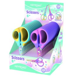 Nożyczki szkolne KEYROAD, pastel, 15,5cm, miękkie, display, mix kolorów