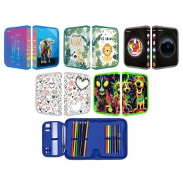 Piórnik szkolny GIMBOO, z wyposażeniem, 1 komora, 2 przekładki, mix kolorów