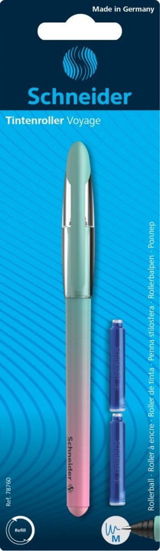 Pióro kulkowe SCHNEIDER Voyage + 2 naboje, mix kolorów, blister